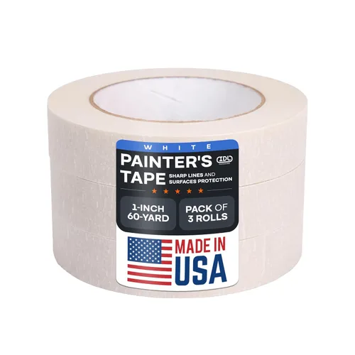 Vista 12 de IDL Packaging Cinta adhesiva blanca de 1 1/2 pulgadas x 60 yardas (paquete de 3 rollos), adhesivo de goma natural, protección de líneas afiladas