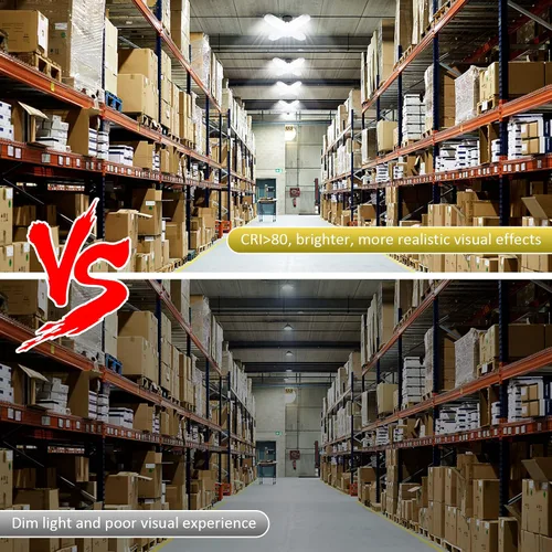 Vista 3 de Paquete de 4 luces LED de garaje, luz LED de 80 W con 4 + 1 paneles multiposición, lámpara de techo deformable E26/E27, 6500 K 8000 lm para tienda