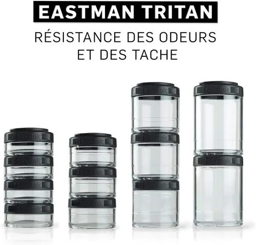 Vista 5 de BlenderBottle GoStak Twist n' Lock - Tarros de almacenamiento, 40 cc, 4 unidades, color negro