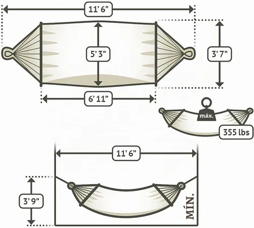 Vista 6 de La Siesta® Alisio Hamaca con barra esparcidora, hamaca exterior resistente a la intemperie, hamaca exterior de tela para 2 personas, hamaca para 2