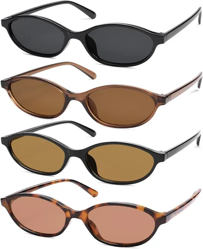Vista 6 de Gafas de sol retro ovaladas de ojo de gato para mujer, Y2k, gafas de sol estrechas de moda, gafas de sol de diseñador AR82253