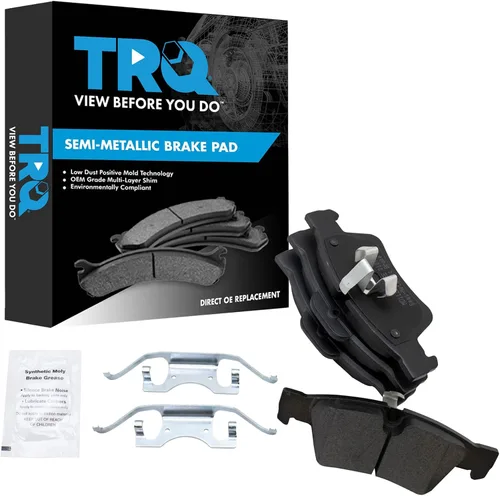 Vista 64 de TRQ Pastillas de freno delanteras semi metálicas compatibles con Ford Expedition 2018-2021 F-150 2018-2020 Lincoln Navigator 2018-2022