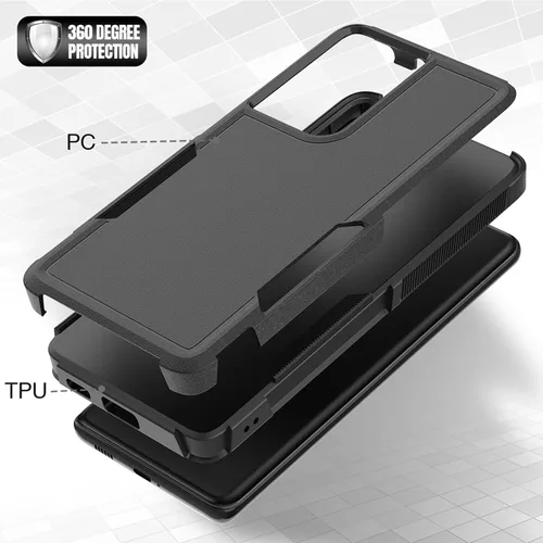 Vista 4 de Funda para Samsung Galaxy S21 Ultra: funda protectora de doble capa resistente para teléfono celular, a prueba de golpes, con protector de pantalla