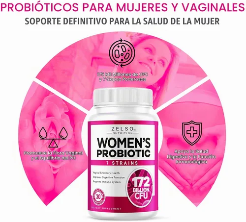 Vista 2 de Probióticos para mujeres, suplemento de probióticos vaginales con prebióticos, 175 mil millones de UFC, 7 cepas - Apoya la flora vaginal