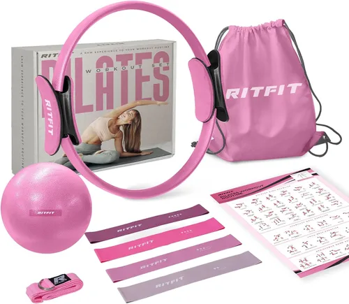 Vista 9 de RitFit Anillo circular de pilates – Círculo mágico de fitness de 14 pulgadas para tonificar muslos interiores y exteriores, guía de entrenamiento