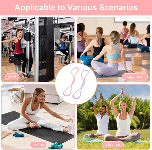 Vista 7 de 8 Bandas de Resistencia para Mujeres, 2 Piezas Bandas de Ejercicio Bandas de Resistencia con Asas, Bandas de Ejercicio Portátiles con Forma de 8