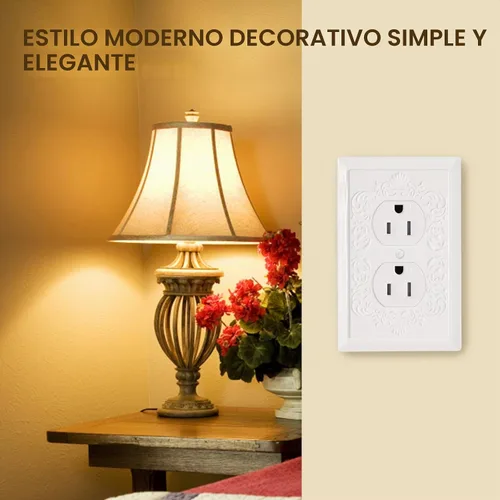 Vista 8 de Cubiertas Decorativas para Enchufes Placa de Pared, Diseño de Relieve de Pétalos Estilo Clásico, Cubierta Decorativa Moderna para Interruptor de Luz