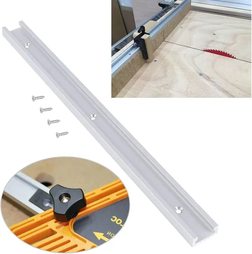 Vista 7 de Pistas en T de 15.748 in, pista de ranura en T de carpintería de aleación de aluminio con tornillos autorroscantes Carril de canal para carpintería