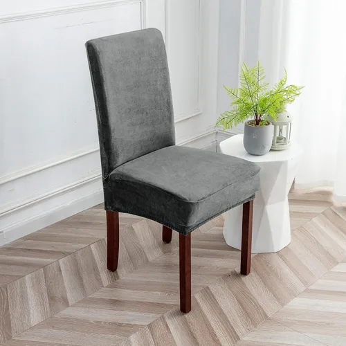 Vista 13 de Fundas de terciopelo para sillas de comedor, fundas elásticas de felpa para sillas altas, fundas protectoras de asiento lavables, fundas para sillas