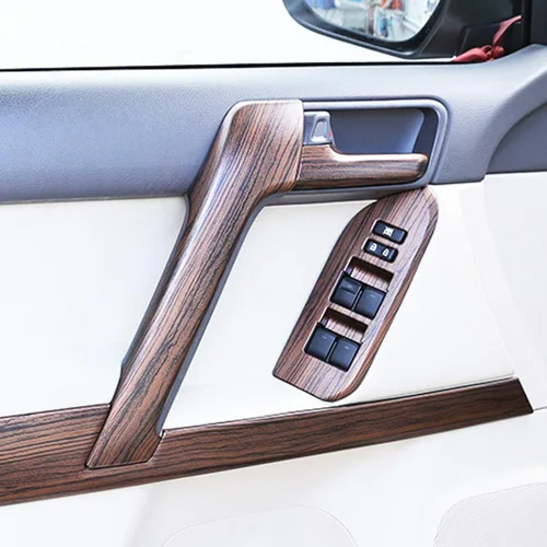 Vista 4 de Left Drive - Marco de botón de elevación de ventana de coche ABS de grano de pino para Land Cruiser Prado FJ150 150 2014-2018