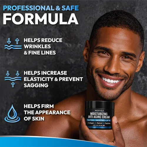 Vista 4 de Crema hidratante facial para hombre, antienvejecimiento y reparación de arrugas, loción para después del afeitado para hombres con colágeno