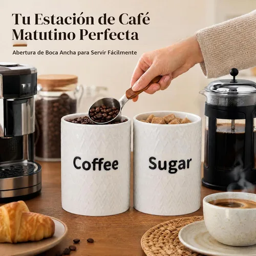 Vista 6 de Peohud Juego de 3 recipientes de cerámica para cocina, tarros herméticos de almacenamiento de alimentos de 29 onzas con tapas de bambú, juego
