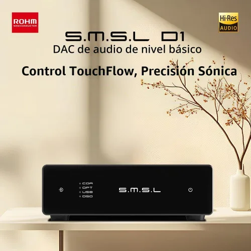Vista 5 de SMSL D1 Audio DAC Entrada de fibra/coaxial/USB Salida RCA Chip ROHM BD34352EKV Decodificación de 768 kHz/32 bits Compatible