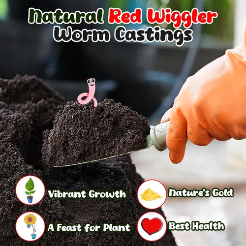 Vista 2 de Fundición de gusano orgánico para plantas de 8 onzas – Vermicast de gusanos rojos para compostaje – Enmiendas del suelo y tierra de jardinería