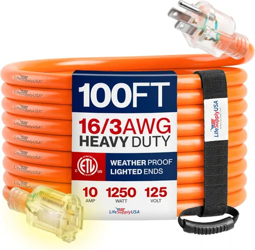 Vista 58 de Cable de extensión de 3 pies para exteriores/interiores, calibre 10/3, ultra resistente, SJTW, resistente al agua, certificación ETL, cable