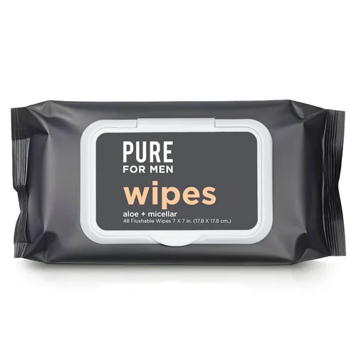 Vista 11 de Pure for Men Toallitas desechables Ayuda a eliminar el olor, 100% biodegradables, sin parabenos ni alcohol, vitamina E, micelar y aloe vera 48
