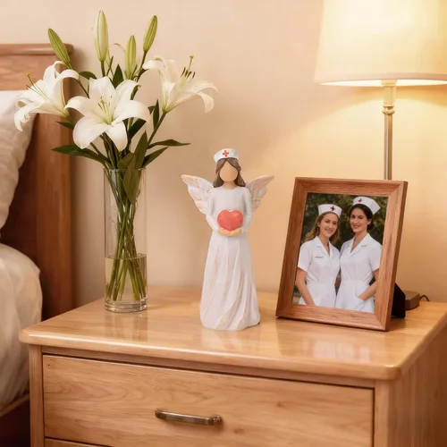 Vista 4 de Regalos de enfermera para mujeres, estatua de enfermera de ángel pintada a