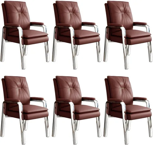 Vista 19 de PU Leather Conference Chair with Fixed Arms High-Back Ergonomic Mahjong Chair Chess Card Room Backrest Computer Chair Long-Term Sitting Mahjong