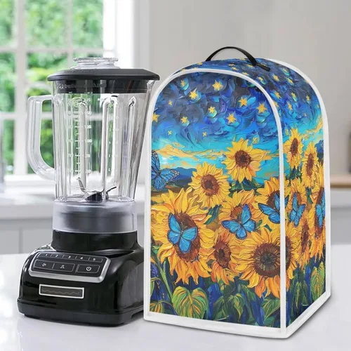 Vista 5 de Cubierta antipolvo para licuadora con estampado de girasol, funda para batidora de pie o cafetera, poliéster antihuellas dactilares, a prueba