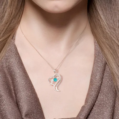 Vista 2 de DFUNH Regalos para el día de la madre para mamá y mujer, collar con dije de corazón con dije de corazón con piedra natal con relleno de oro rosa
