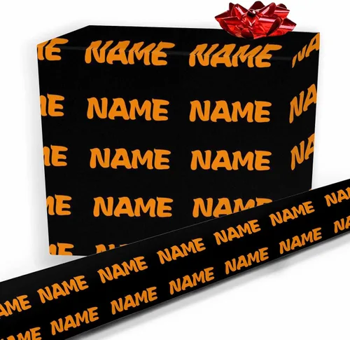 Vista 32 de Nombre personalizado en papel de regalo, rollo de papel de regalo personalizado con texto, regalo personalizado, unisex, adultos, hombres, mujeres
