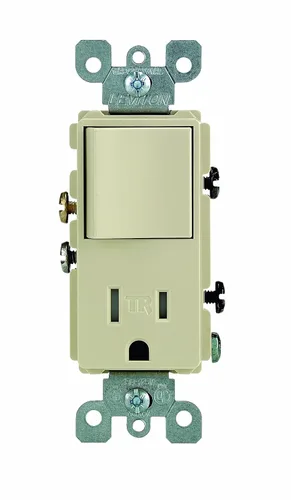 Vista 6 de Leviton interruptor resistente con combinación de botón y enchufe NEMA, T5625-E