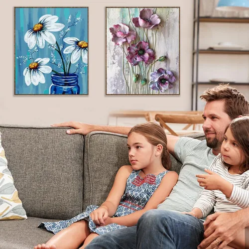 Vista 3 de VIGEGU Paquete de 4 pinturas por números para adultos, lienzo enmarcado, con caballete de madera, pintura por números para niños de 8 a 12 años