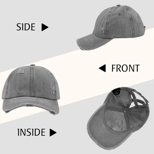 Vista 2 de Gorra de béisbol para mujer, diseño de cola de caballo, ajustable, ajustable, para cola de caballo