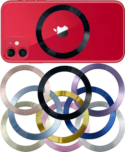 Vista 9 de SALEX Adhesivos metálicos para teléfono para montaje magnético. Juego de 32 placas de metal magnéticas para automóvil dentro de la funda