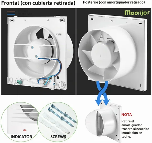 Vista 3 de Extractor de pared de 4 pulgadas, 55 CFM y 12 W, ventilador extractor de ventilación de montaje en ventana pequeña para cocina, baño, taller, garaje