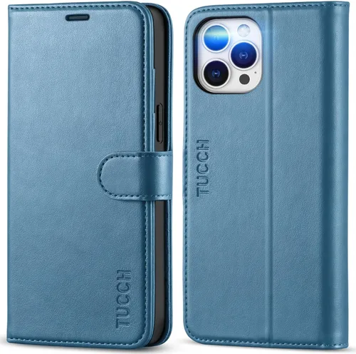 Vista 10 de TUCCH Funda tipo cartera compatible con iPhone 12 Pro Max 5G de 6.7 pulgadas, con ranura para tarjetas de piel sintética