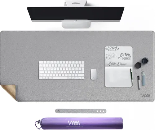Vista 38 de Vyaaa 63" x 24" PU Leather Desk Mat, Black Large Mouse Pad Extra Large Office Desk Mat, Non-Slip Desk Blotter, Laptop Desk Pad, Waterproof Desk