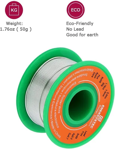 Vista 2 de Alambre de soldadura sin plomo Flujo de núcleo de colofonia 0.039 in Electrónica Diámetro de soldadura 0.04in Sin plomo 1.76oz 1.76 oz Sn99 Ag0.3