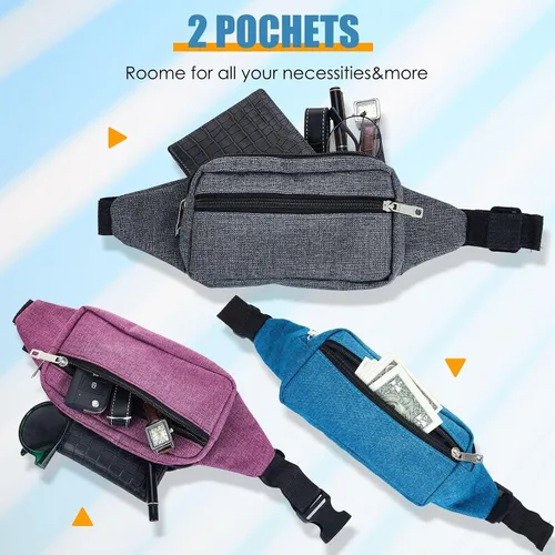 Vista 4 de Riñonera de neón de 9 piezas a granel de los años 80 y 90, bolsa de cinturón ligera ajustable para ejercicio, correr, con cinturón ajustable y 2
