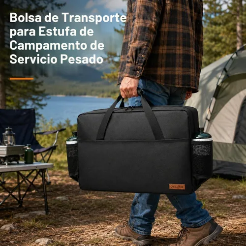 Vista 6 de Funda de transporte para estufa de campamento para Coleman de 2 quemadores, bolsa de transporte para estufas Camp Chef Everest Bolsa