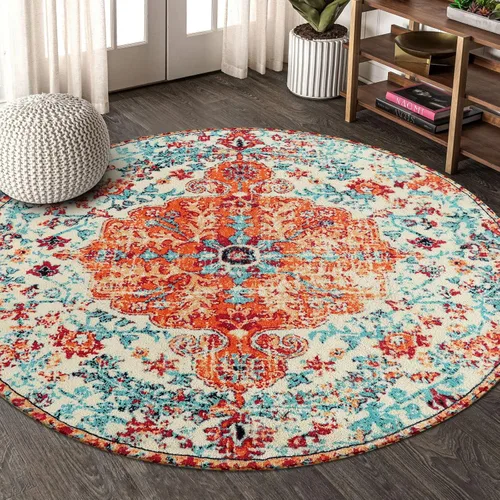 Vista 47 de Lahome Alfombra Floral Bohemio Medaillon - 2x3 Pequeña Alfombra de Baño Rosa Caliente, Alfombra de Cocina, Lavable a Máquina, Antideslizante, Suave