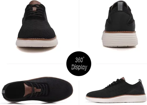 Vista 3 de Zapatos deportivos de vestir de moda para hombre, zapatos de malla Oxfords para caminar casuales de negocios, zapatos de tenis ligeros de punto
