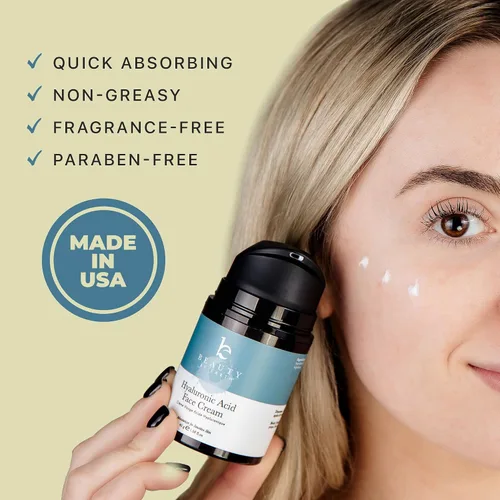 Vista 4 de Hidratante de ácido hialurónico para la cara, fabricado en Estados Unidos con ingredientes orgánicos y naturales, hidratante antienvejecimiento