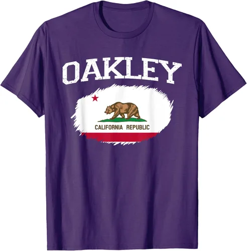 Vista 95 de OAKLEY CA CALIFORNIA Flag Vintage USA Sports Hombre Mujer Camiseta, Negro