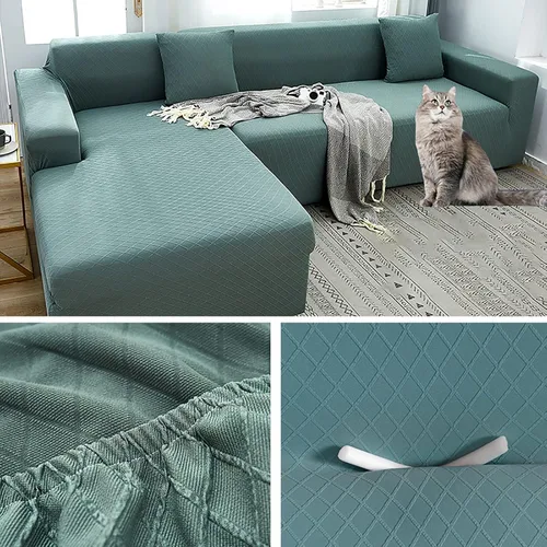 Vista 4 de Konsilsa Funda de sofá modular de alta elasticidad, fundas de sofá lavables de jacquard suave con parte inferior elástica, protector de muebles