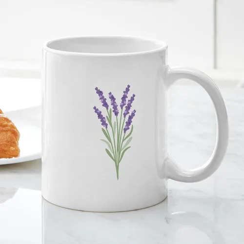 Vista 5 de CafePress Tazas de flores de lavanda 11 oz (11.0 fl oz) Taza de café de cerámica Blanco