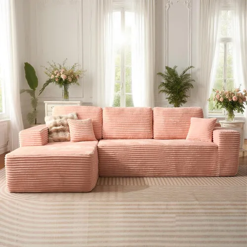 Vista 56 de Sofá modular Cloud de 96 pulgadas con tumbona, asiento profundo en forma de L, moderno sofá cama sin hueso, no requiere montaje, sofás sin hueso
