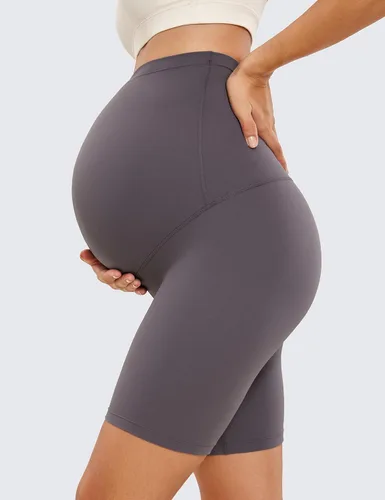 Vista 4 de CRZ YOGA Butterluxe - Pantalones cortos de yoga de maternidad sobre el vientre de 6 pulgadas, pantalones cortos de ciclismo atléticos