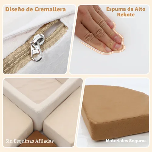 Vista 4 de Asweets - Bloques de escalada de espuma con pozo de bolas para niños pequeños (bolas no incluidas) Juego suave de 6 piezas para niños pequeños