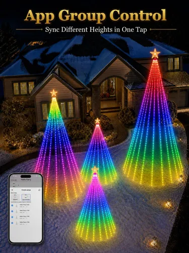 Vista 4 de Popotan Árbol de Navidad de Halloween para exteriores, 7 pies 295 LED