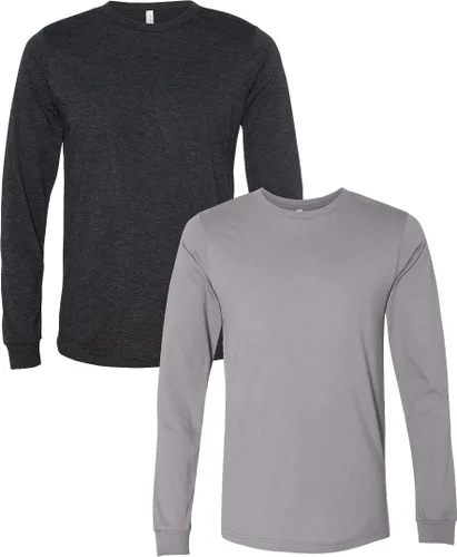 Vista 145 de Canvas Filmore 3501 - Camiseta de 4.2 onzas para hombre manga larga (1) Ceniza + (1) Jaspeado atlético