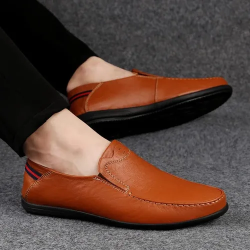 Vista 6 de LUODENGLANG Mocasines de cuero genuino de alta calidad para hombre, zapatos casuales sin cordones, mocasines para conducir, mocasines ligeros