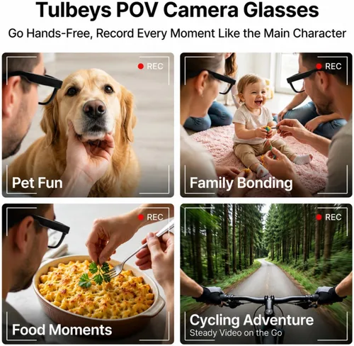Vista 10 de AI Smart Glasses with Camera, 8MP HD Camera Glasses with Bluetooth