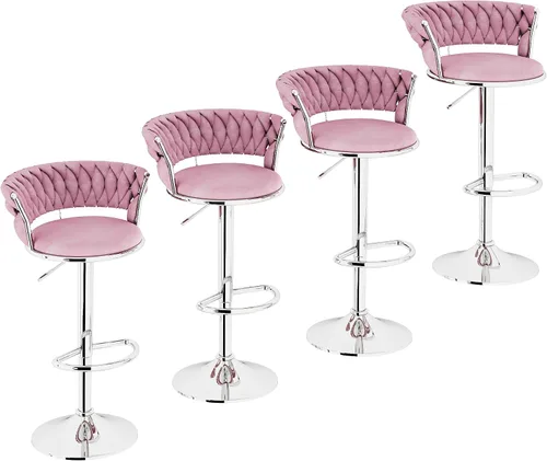 Vista 15 de AWQM Juego de 2 taburetes de bar de terciopelo, taburetes de cocina giratorios de altura ajustable con respaldo bajo para comedor, barra
