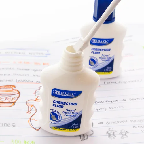 Vista 6 de BAZIC Products Líquido de corrección, 0.7 fl oz, aplicador de cepillo de espuma, 2 unidades, para ediciones de oficina escolar